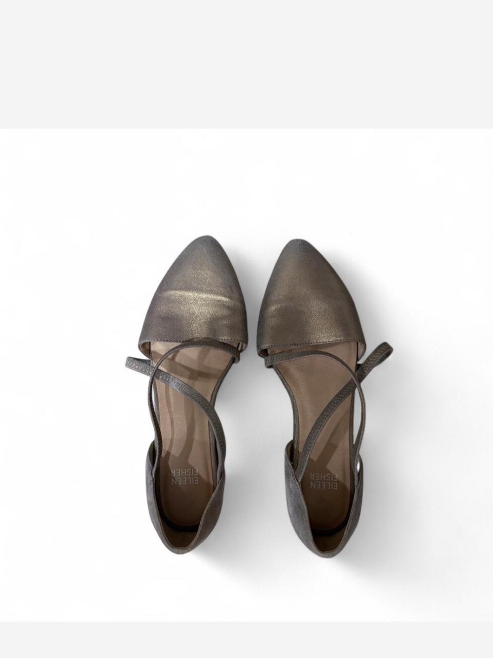Eileen Fisher Metallic Pointed-Toe poet heels